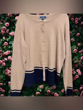 Karen Scott Tan and Black Cardigan Sweater size XXL NWOT